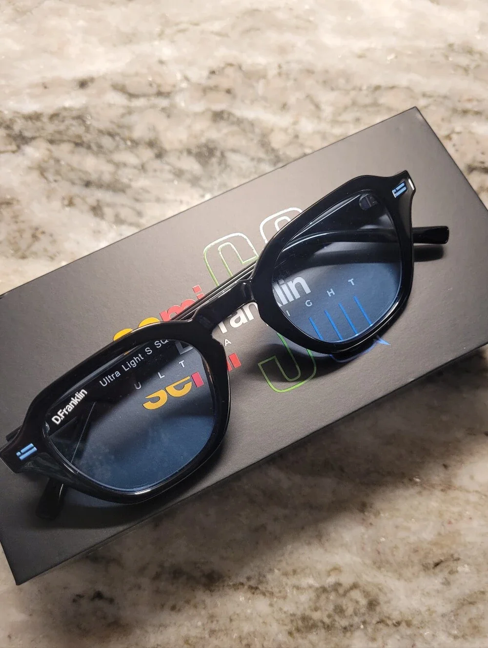 D.Franklin Ultra Light S Square Sunglasses - Black/Blue - Picture 5 of 5